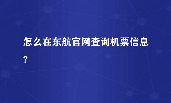 怎么在东航官网查询机票信息？