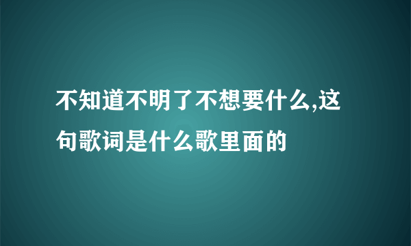 不知道不明了不想要什么,这句歌词是什么歌里面的