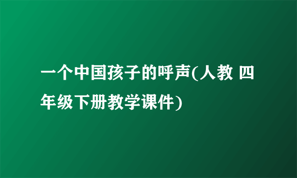 一个中国孩子的呼声(人教 四年级下册教学课件)