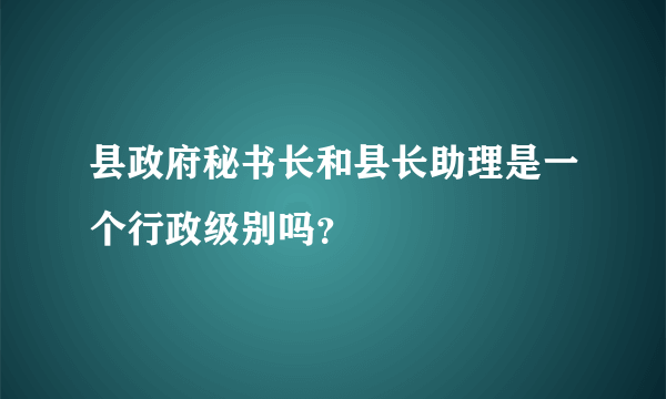 县政府秘书长和县长助理是一个行政级别吗？