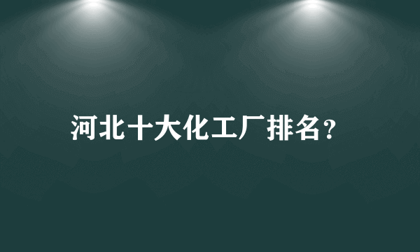 河北十大化工厂排名？