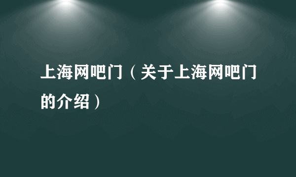 上海网吧门（关于上海网吧门的介绍）