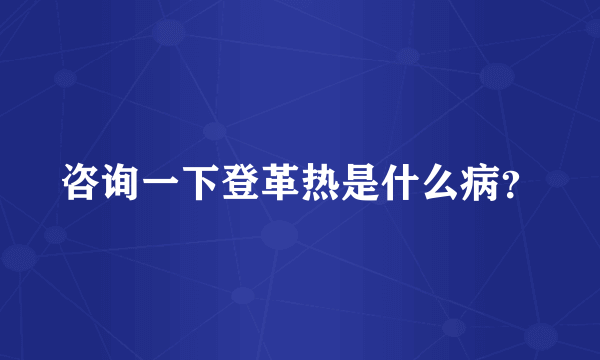 咨询一下登革热是什么病？