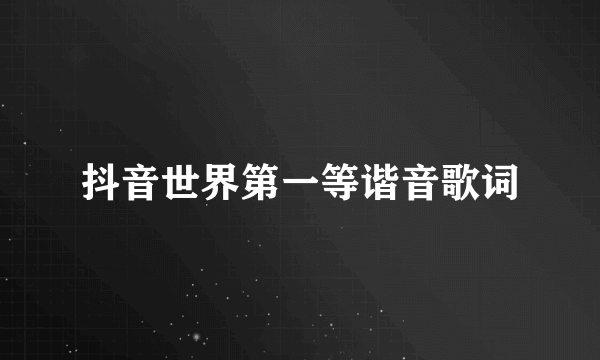 抖音世界第一等谐音歌词