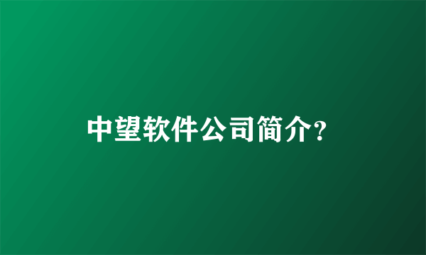 中望软件公司简介？