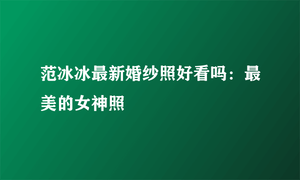 范冰冰最新婚纱照好看吗：最美的女神照