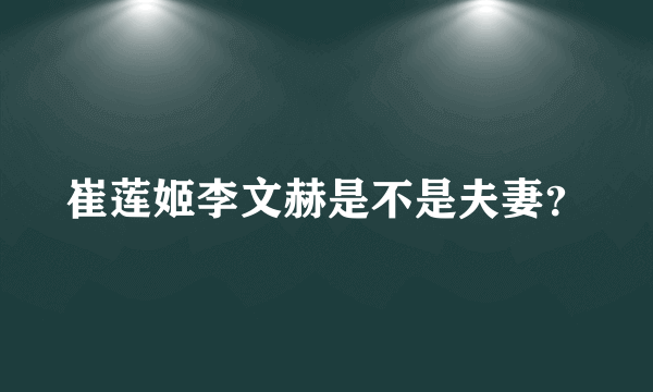 崔莲姬李文赫是不是夫妻？