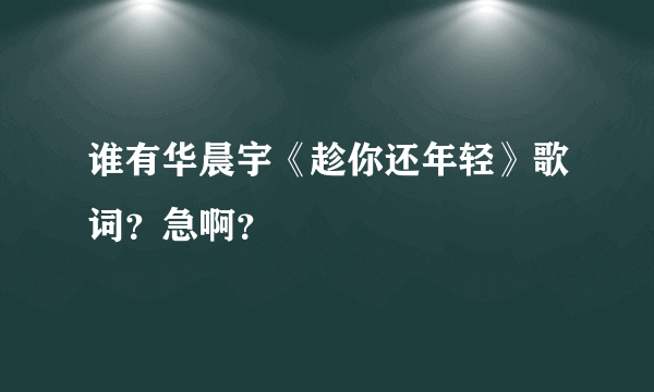 谁有华晨宇《趁你还年轻》歌词？急啊？