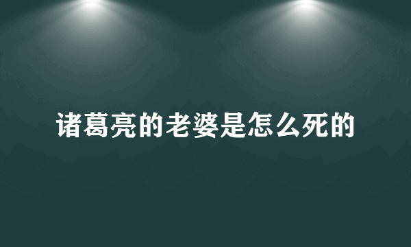 诸葛亮的老婆是怎么死的