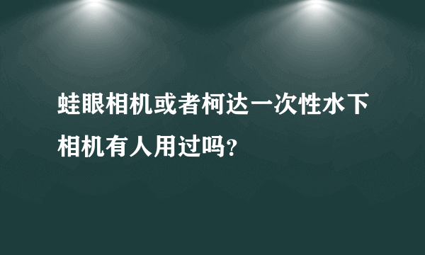 蛙眼相机或者柯达一次性水下相机有人用过吗？