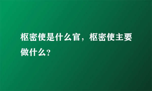 枢密使是什么官，枢密使主要做什么？