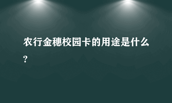 农行金穗校园卡的用途是什么?