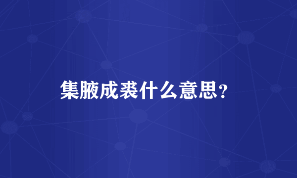 集腋成裘什么意思？