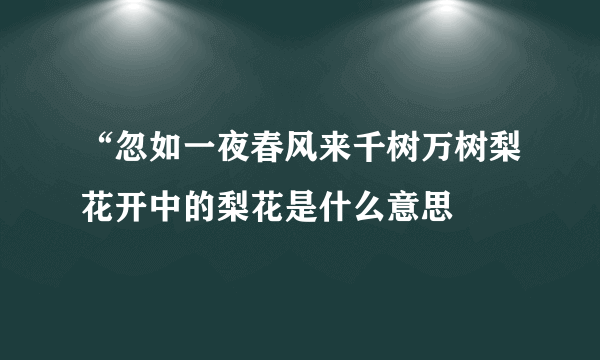 “忽如一夜春风来千树万树梨花开中的梨花是什么意思