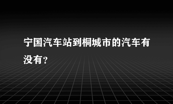 宁国汽车站到桐城市的汽车有没有？