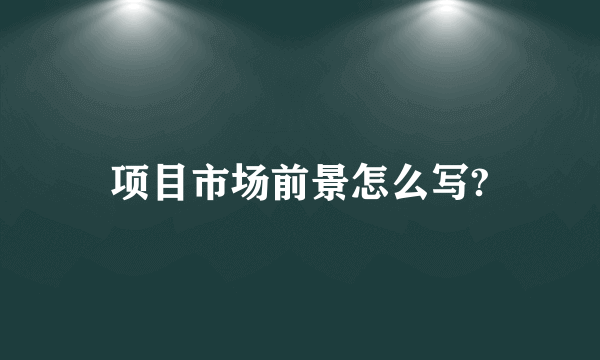 项目市场前景怎么写?