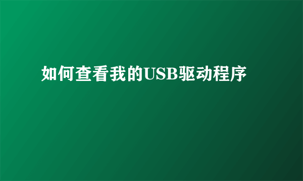 如何查看我的USB驱动程序