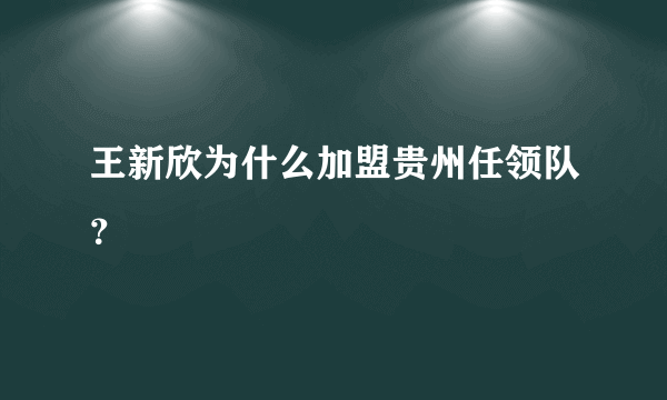 王新欣为什么加盟贵州任领队？