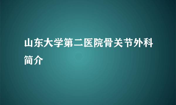 山东大学第二医院骨关节外科简介