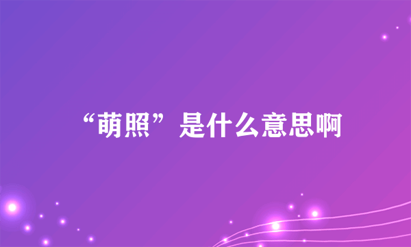 “萌照”是什么意思啊