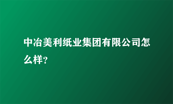 中冶美利纸业集团有限公司怎么样？