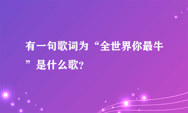 有一句歌词为“全世界你最牛”是什么歌？