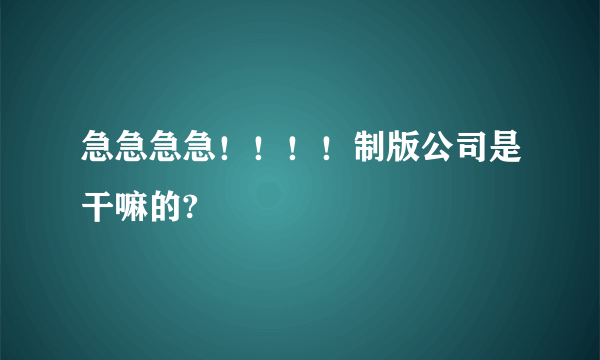 急急急急！！！！制版公司是干嘛的?