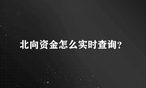 北向资金怎么实时查询？