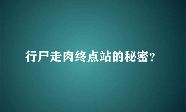 行尸走肉终点站的秘密？