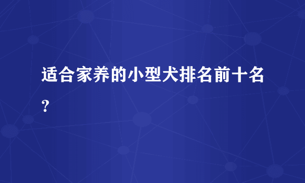 适合家养的小型犬排名前十名？