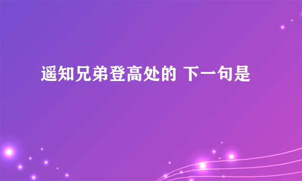 遥知兄弟登高处的 下一句是