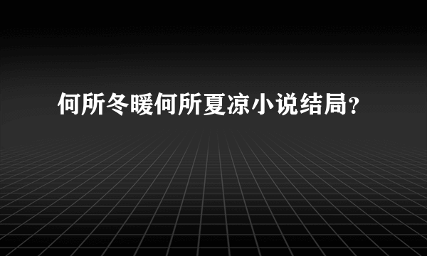 何所冬暖何所夏凉小说结局？