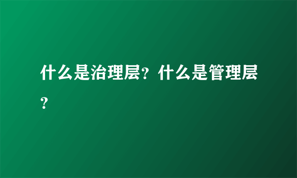 什么是治理层？什么是管理层？