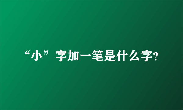 “小”字加一笔是什么字？