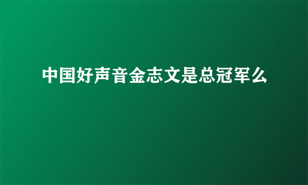 中国好声音金志文是总冠军么