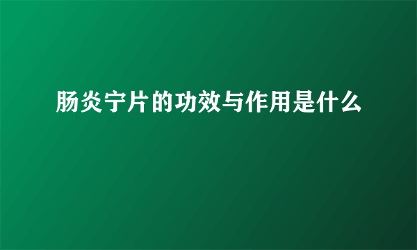 肠炎宁片的功效与作用是什么