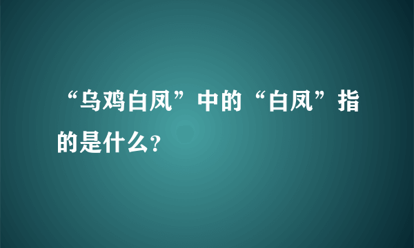 “乌鸡白凤”中的“白凤”指的是什么？