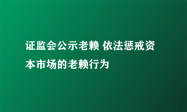 证监会公示老赖 依法惩戒资本市场的老赖行为