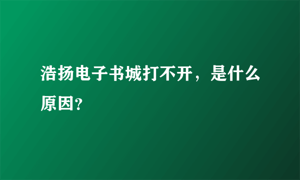 浩扬电子书城打不开，是什么原因？