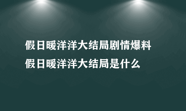 假日暖洋洋大结局剧情爆料 假日暖洋洋大结局是什么