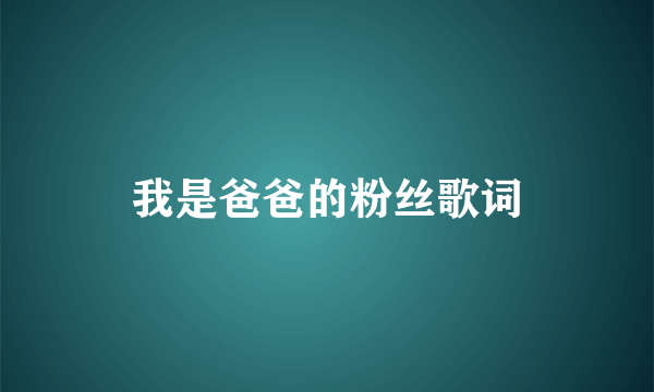 我是爸爸的粉丝歌词