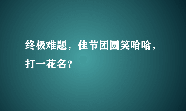 终极难题，佳节团圆笑哈哈，打一花名？