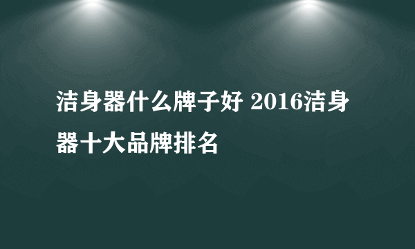 洁身器什么牌子好 2016洁身器十大品牌排名