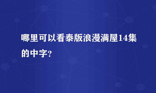 哪里可以看泰版浪漫满屋14集的中字？