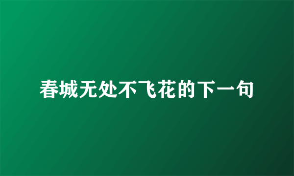 春城无处不飞花的下一句