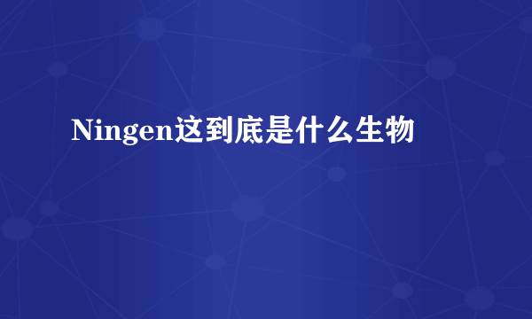 Ningen这到底是什么生物