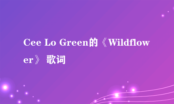 Cee Lo Green的《Wildflower》 歌词