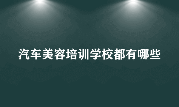 汽车美容培训学校都有哪些