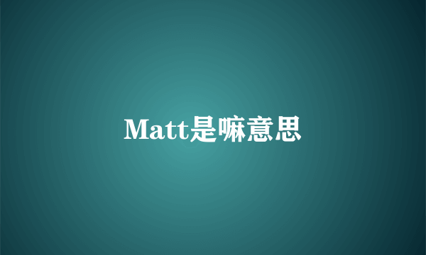 Matt是嘛意思