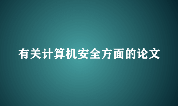 有关计算机安全方面的论文